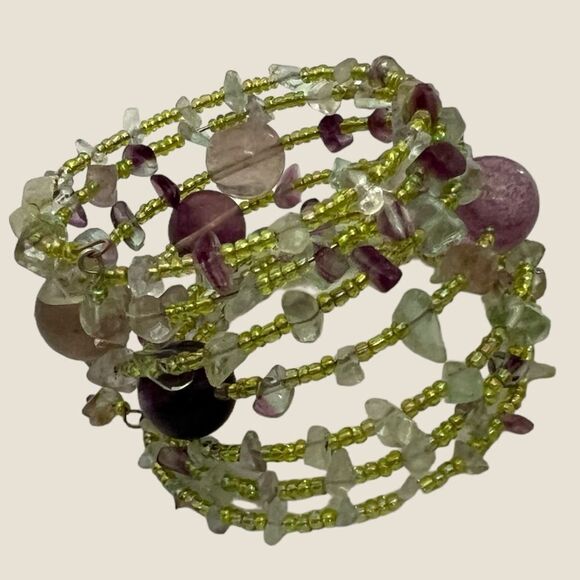 Round amethyst beaded bracelet, handmade - Picture 3 of 3